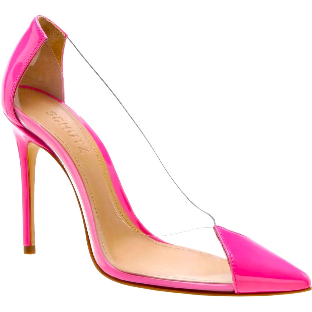 Schutz clear pink pumps